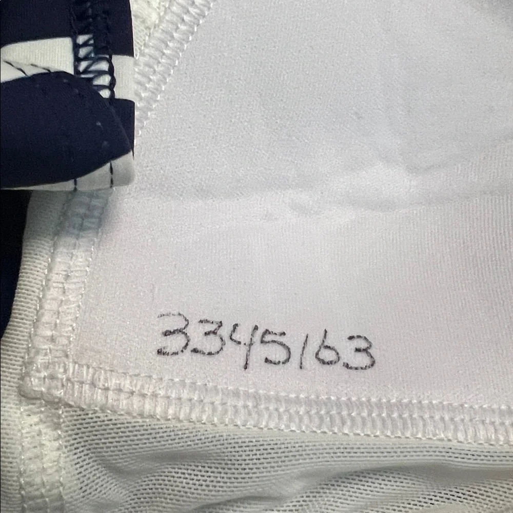 Lands' End Navy and White Striped Swim Top